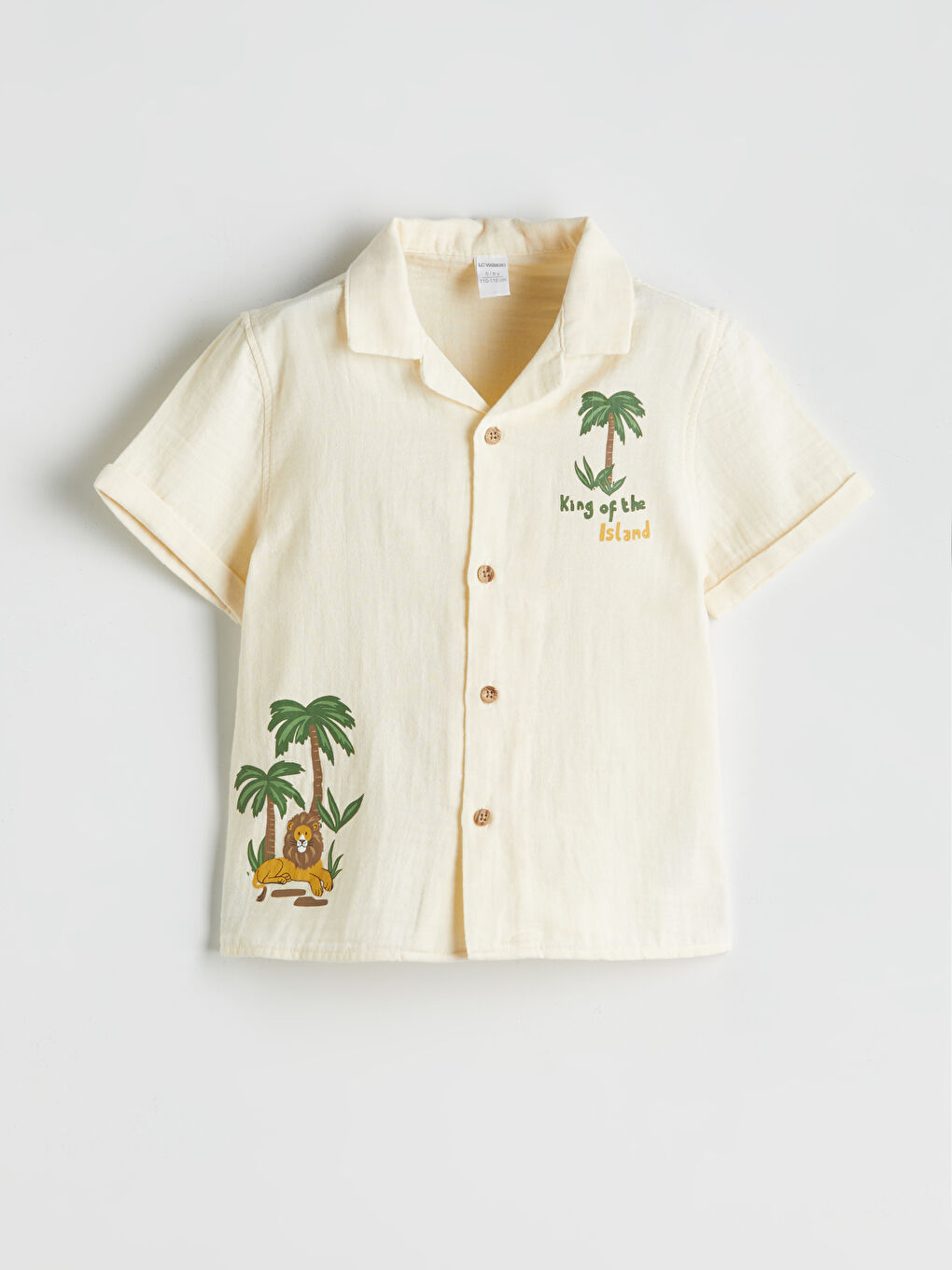 Bej Kısa Kollu Baskılı Erkek Çocuk Gömlek