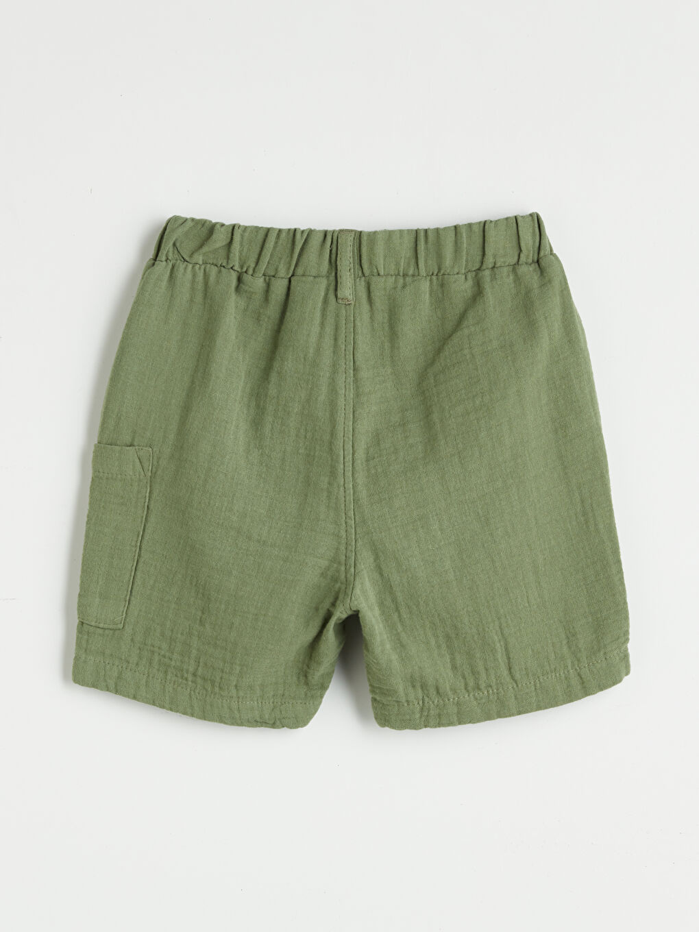 Yeşil Beli Lastikli Cepli Erkek Çocuk Şort-1