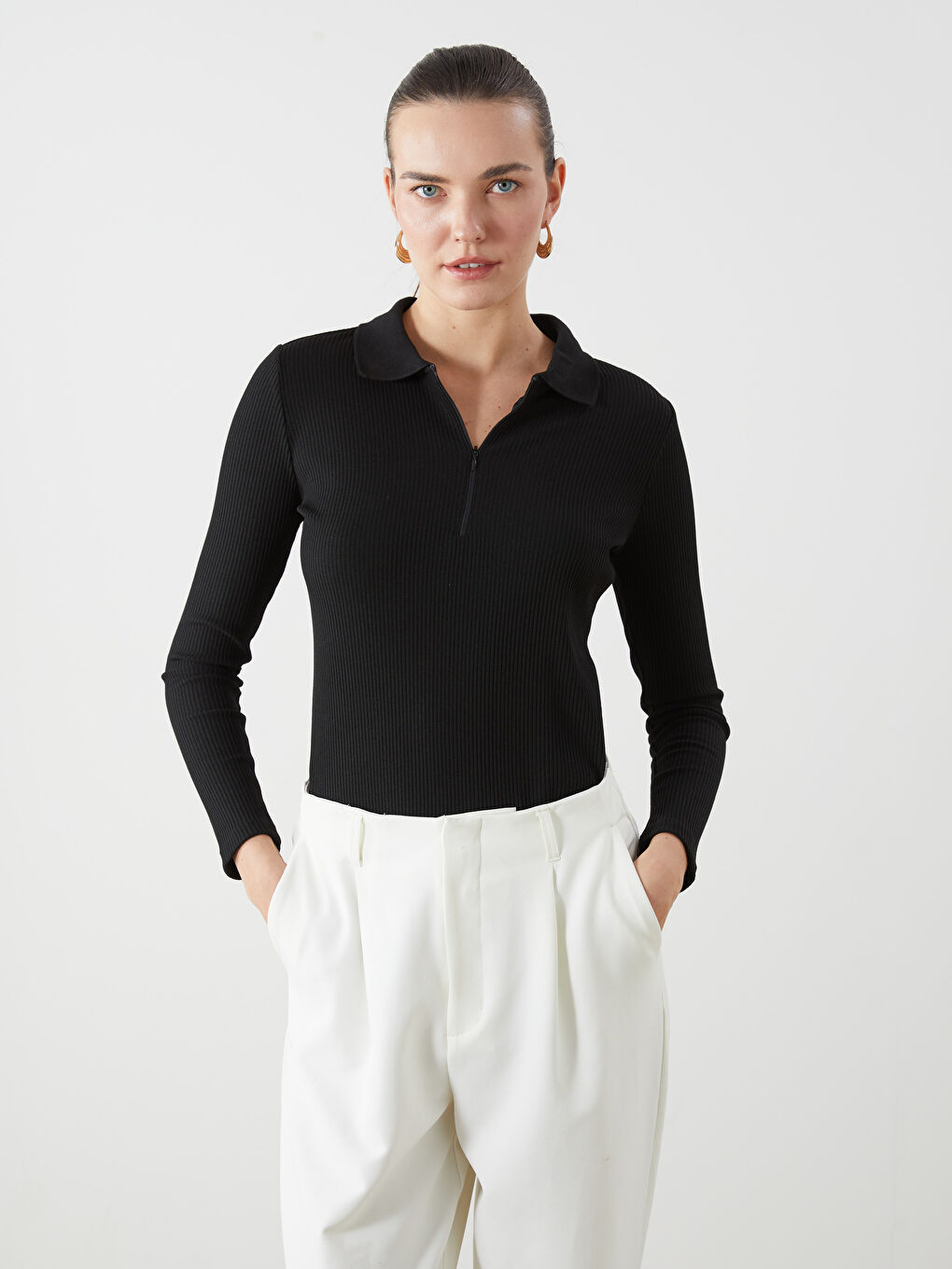 LCWAIKIKI Classic Polo Neck Women's T-Shirt -S5LM22Z8-CVL