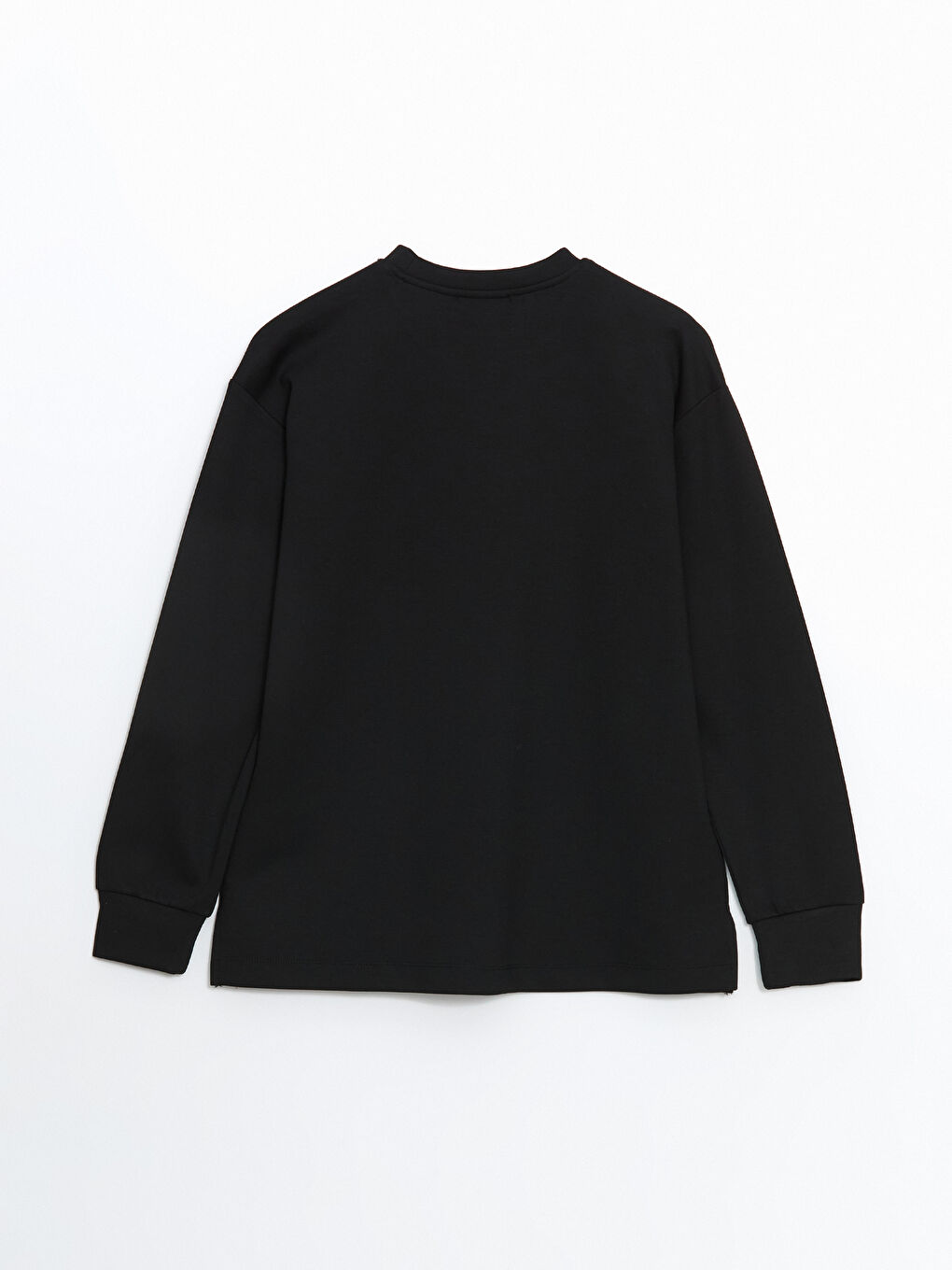 Siyah Bisiklet Yaka Pul İşlemeli Kadın Sweatshirt-5