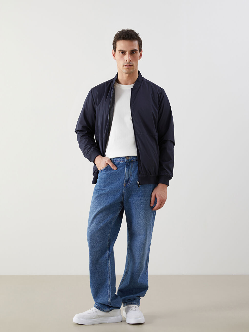 Lacivert Standart Kalıp Uzun Kollu Erkek Ceket-1