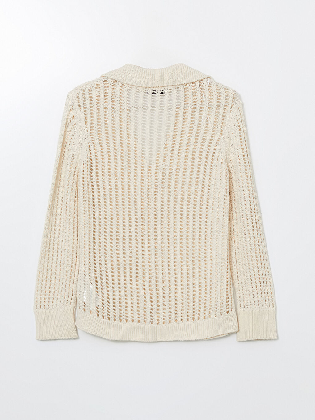 Polo Neck Hole-Knitted Women's Knitwear Cardigan -S5LM58Z8-FDU