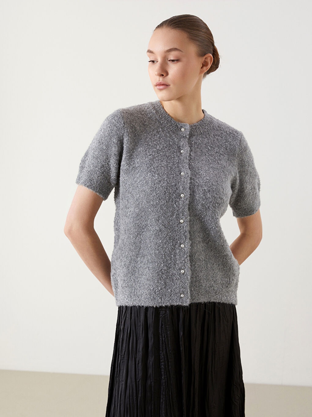 Crew Neck Women's Knitwear Cardigan -S5LM66Z8-YQ1