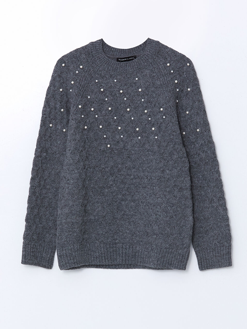 Crew Neck Beaded Women’S Knit Sweater -S5LM89Z8-D7H
