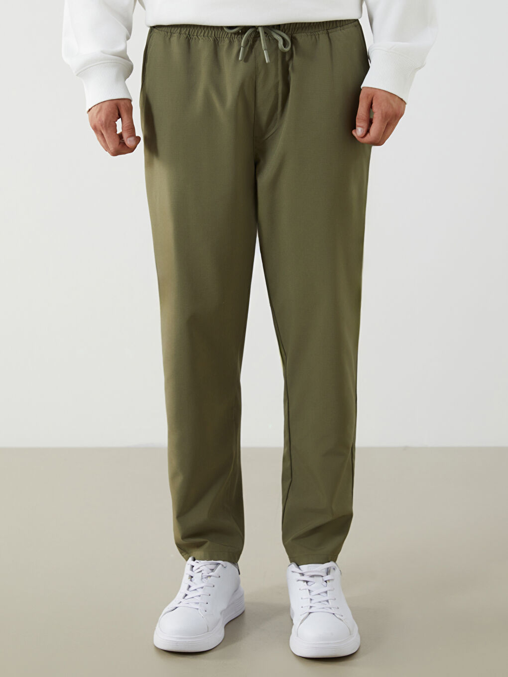 Haki Standart Kalıp Gabardin Erkek Pantolon-1