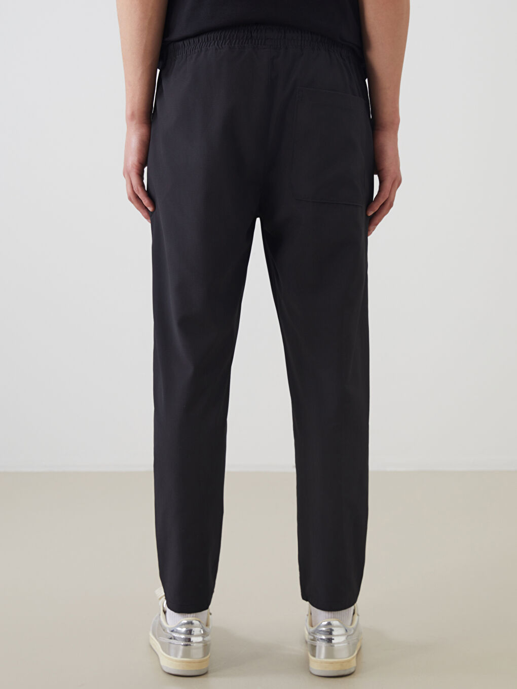 Siyah Standart Kalıp Gabardin Erkek Pantolon-3