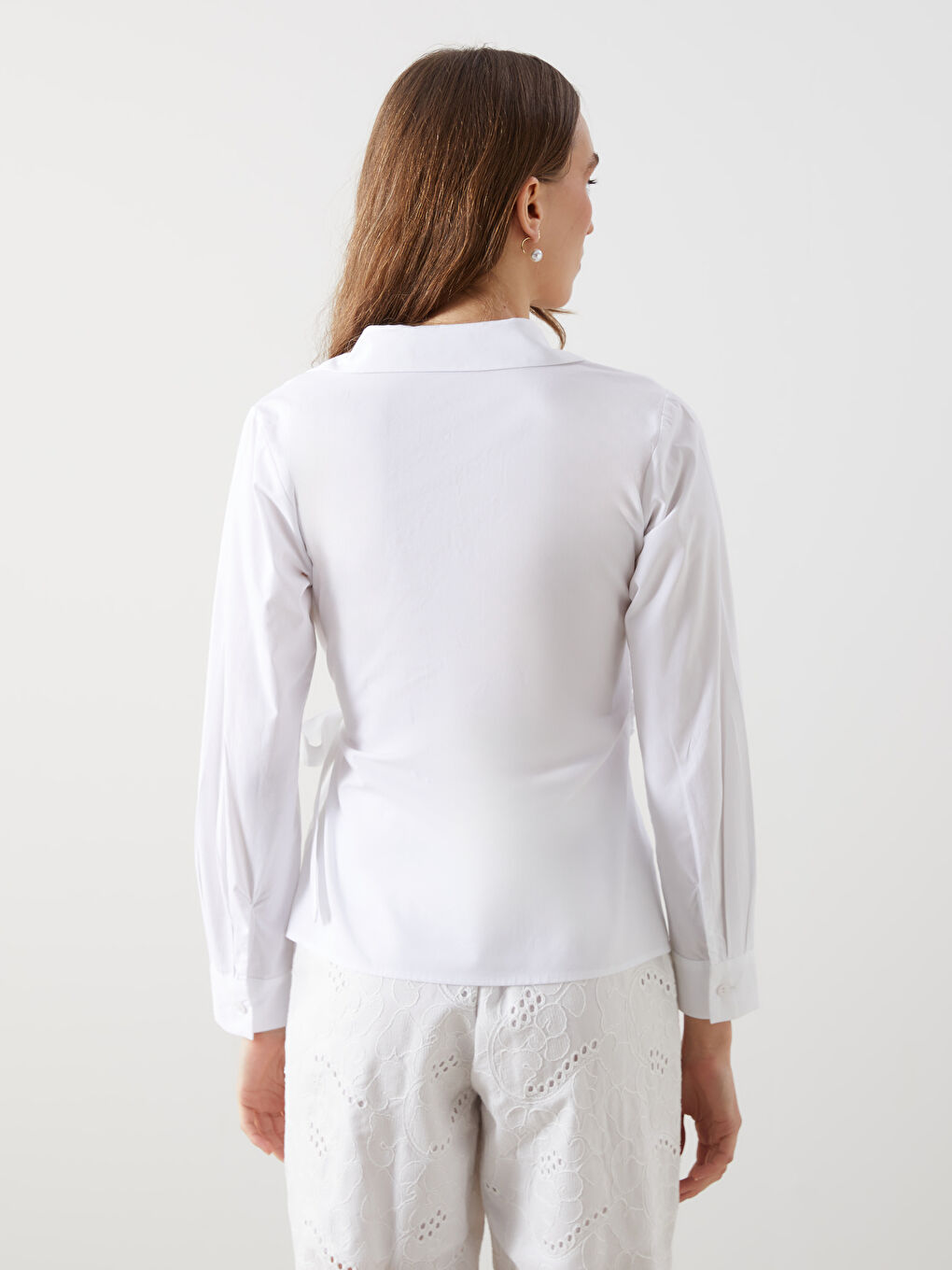 LCWAIKIKI Classic Beyaz Regular Fit Poplin Kadın Gömlek - 3