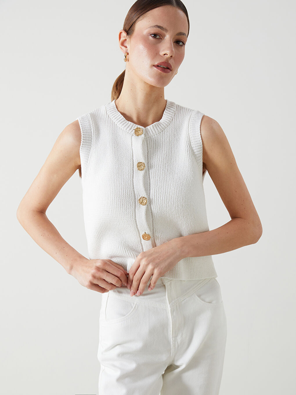 LCW Vision Crew Neck Women's Knitwear Waistcoat -S5LN23Z8-FDU