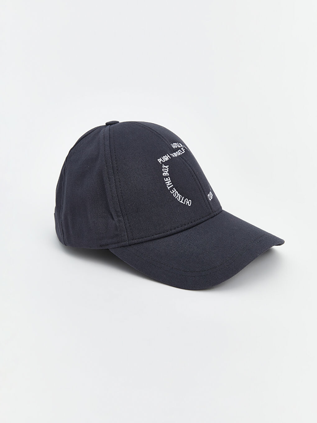 Lacivert Yazı Nakışlı Erkek Kep Şapka-1