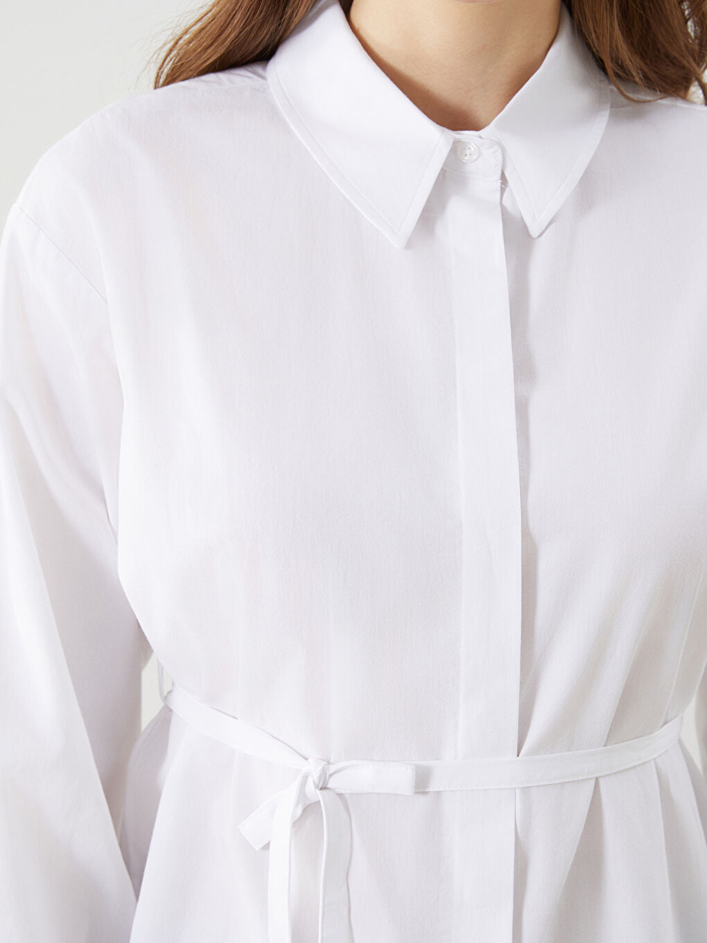 LCW Modest Ekru Oversize Poplin Kadın Gömlek Tunik - 2