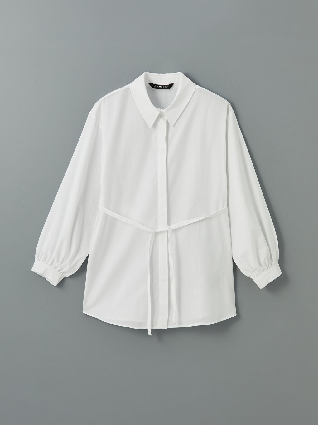 LCW Modest Ekru Oversize Poplin Kadın Gömlek Tunik - 4