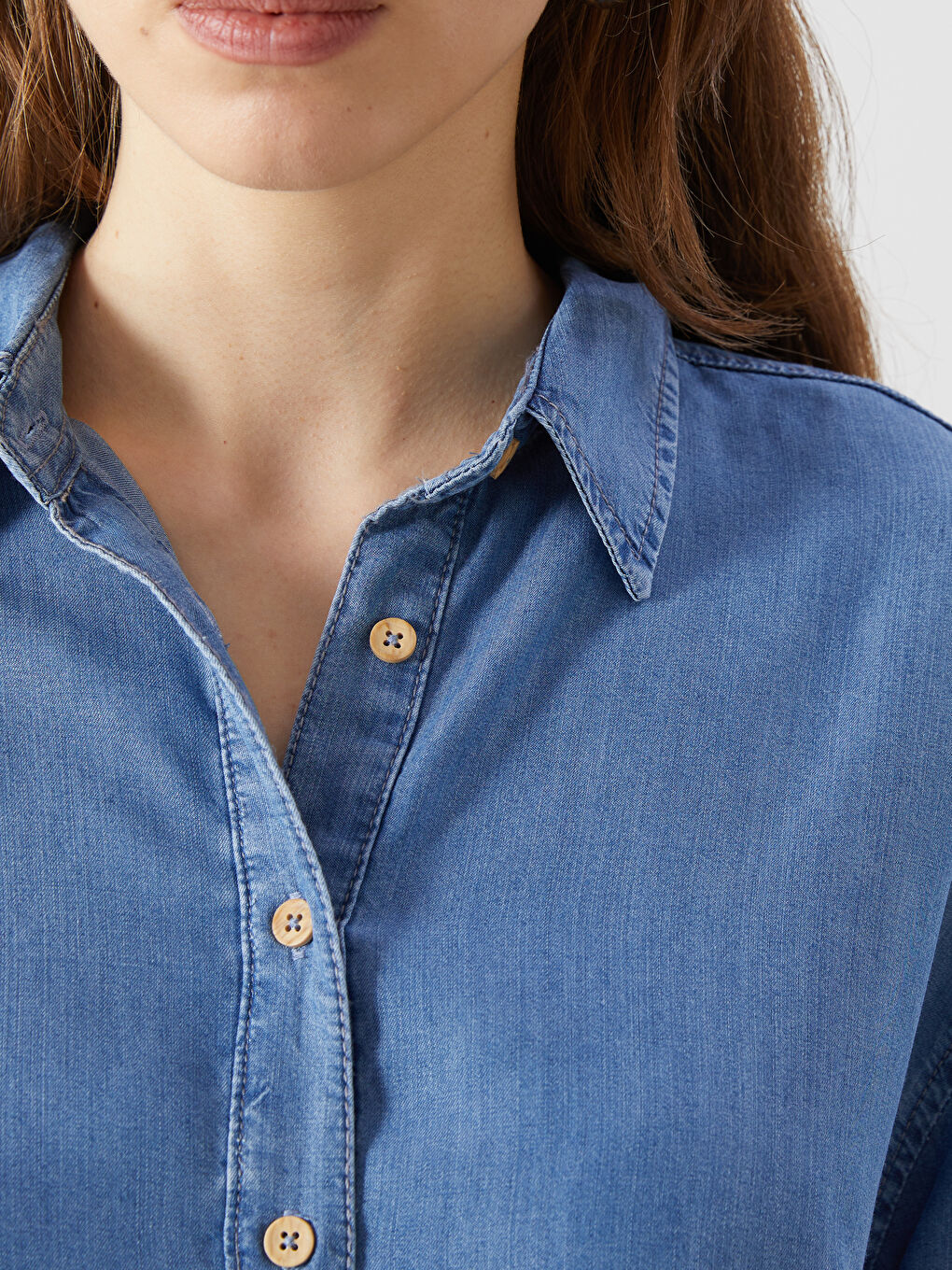 LCW ECO Indigo Oversize Kadın Jean Gömlek - 2