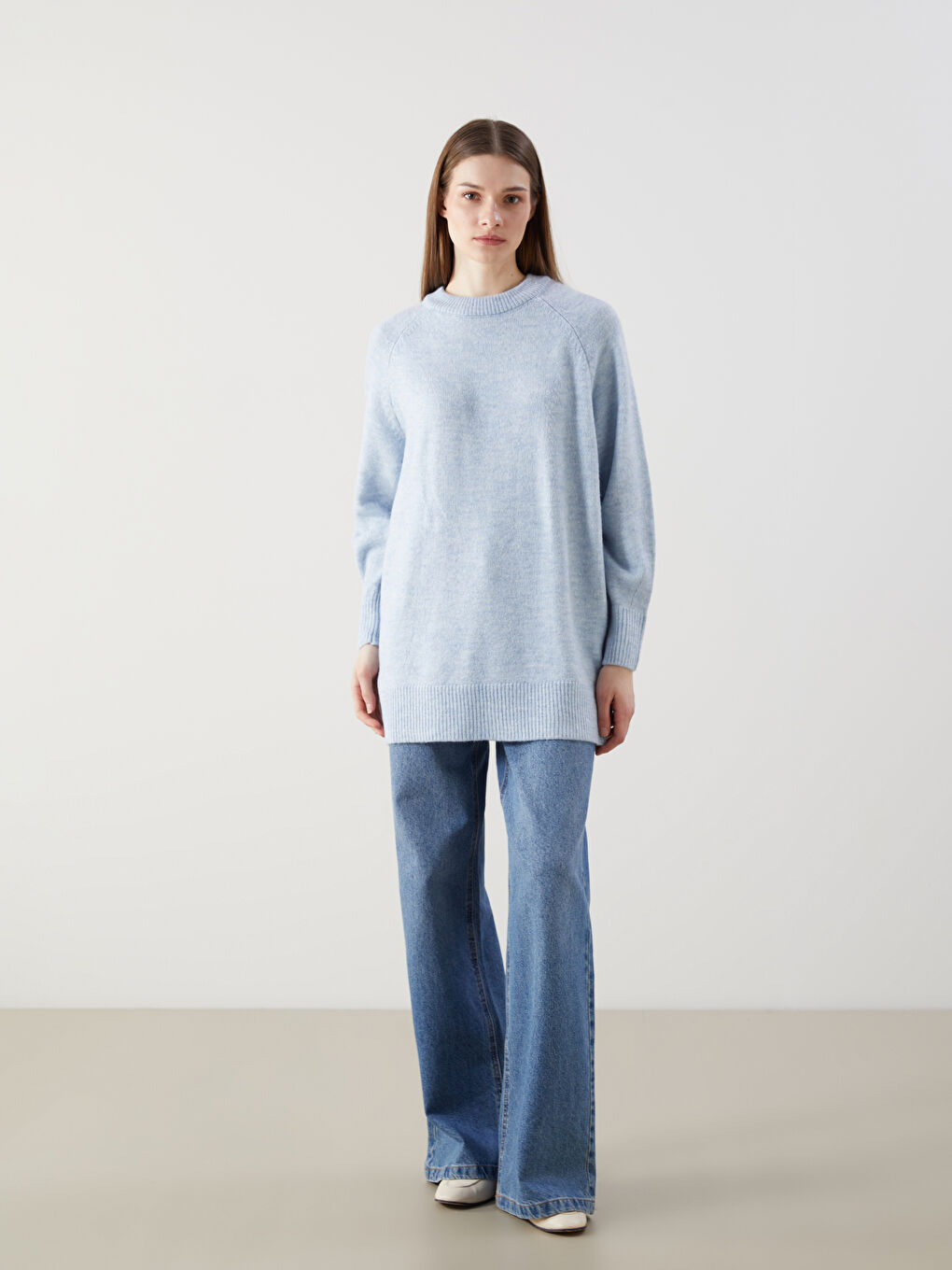 Mavi Bisiklet Yaka Kadın Triko Tunik-1