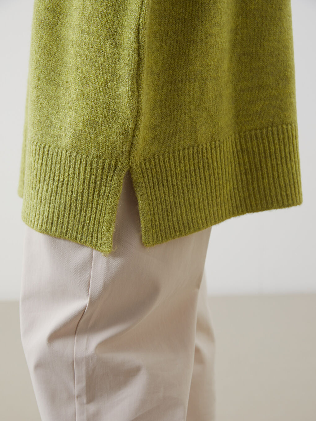 Yeşil Bisiklet Yaka Kadın Triko Tunik-2