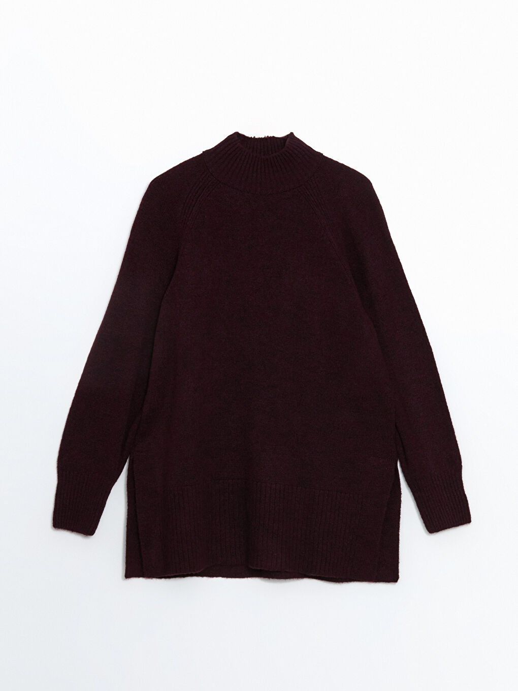 Mor Dik Yaka Oversize Kadın Triko Tunik-4