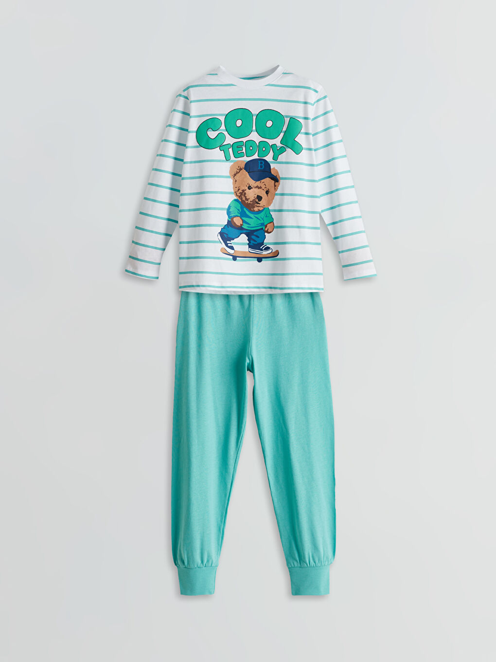 Crew Neck Teddy Bear Print Boy’S Pajama Set -S5LN86Z1-LU7