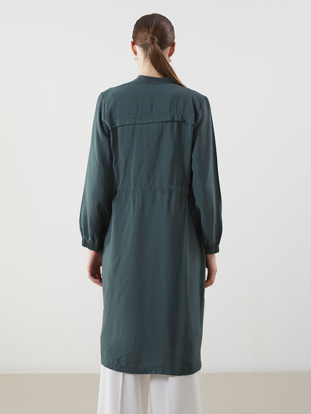 LCW Modest Yeşil Hakim Yaka Kadın Gömlek Tunik - 3