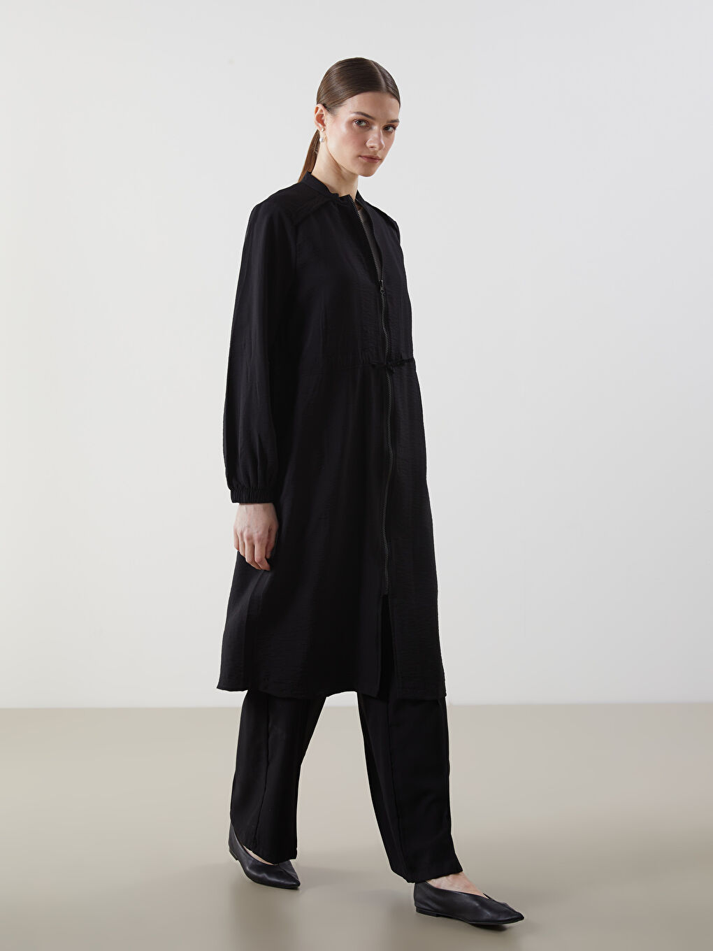 LCW Modest Grandad Collar Women's Shirt Tunic -S5LO08Z8-RQL
