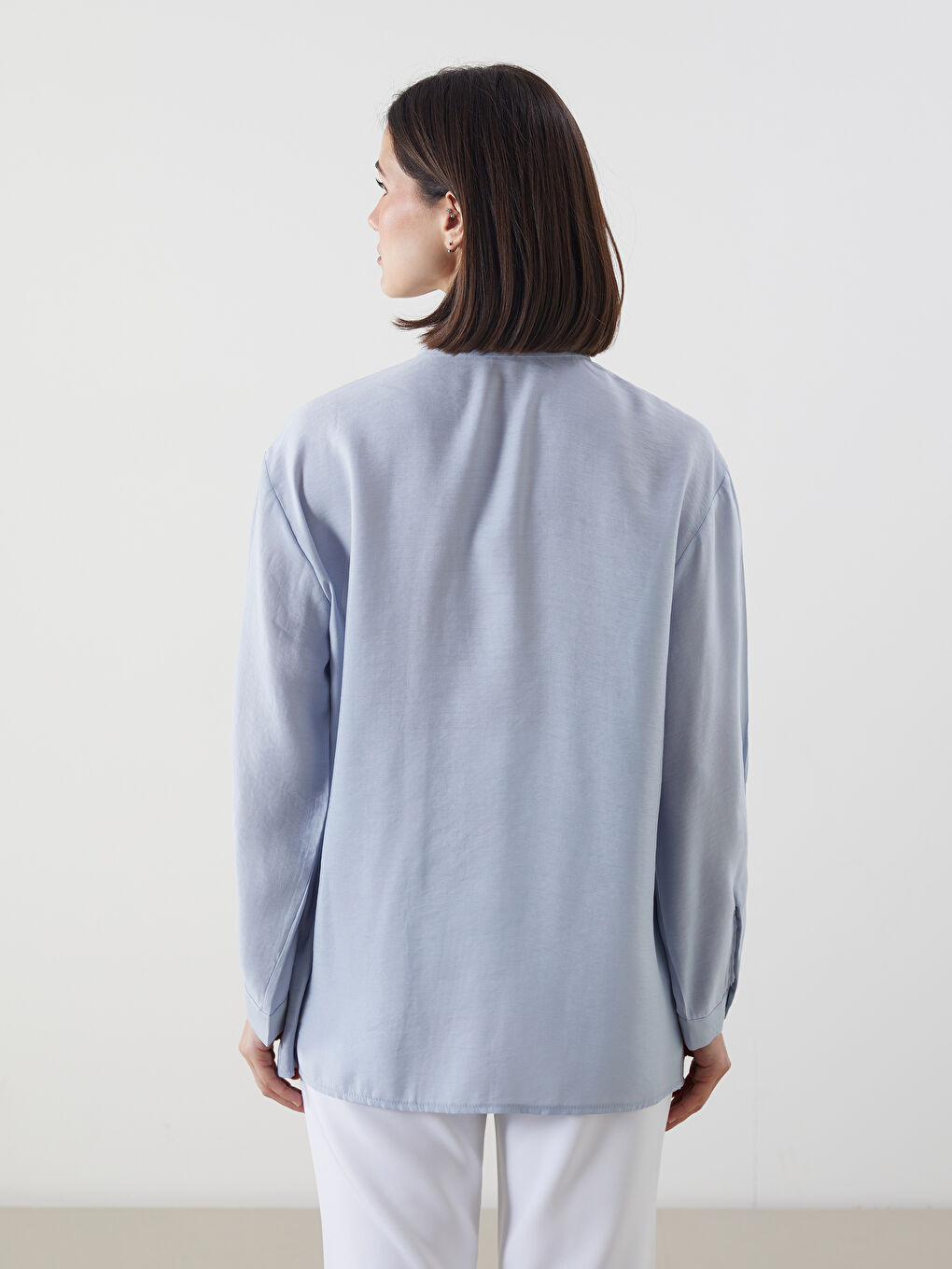 Mavi Taşlı Oversize Kadın Gömlek Tunik-3