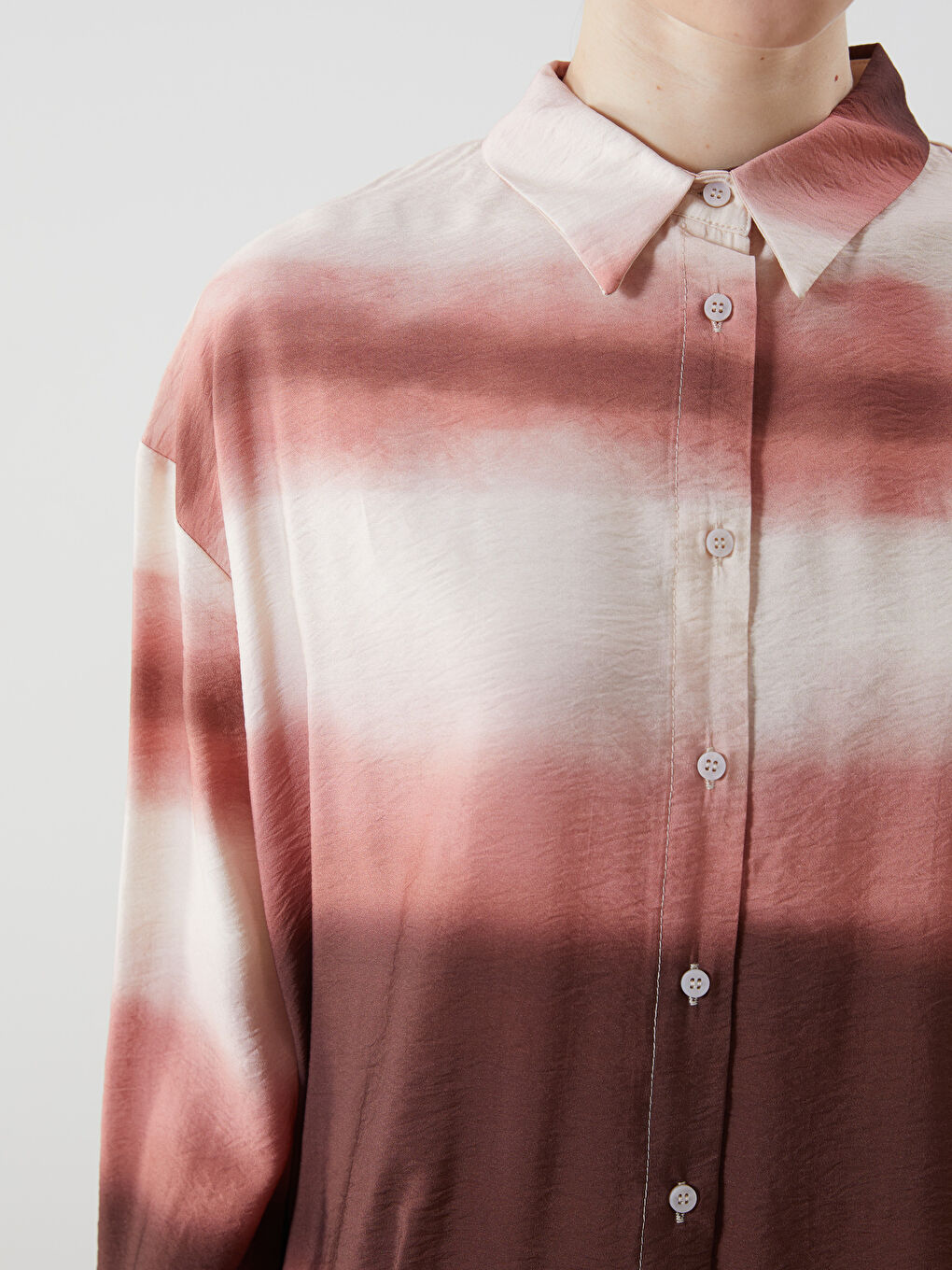 Turuncu Renk Bloklu Kadın Gömlek Tunik-2