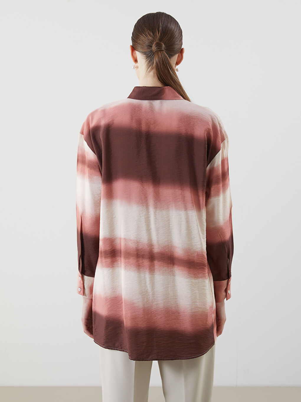 Turuncu Renk Bloklu Kadın Gömlek Tunik-3