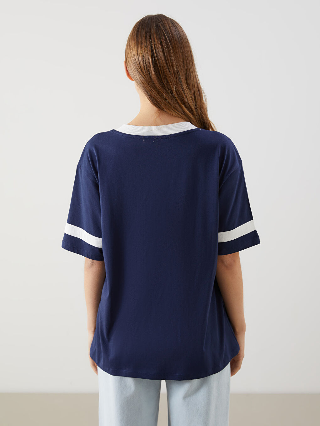 V Neck California Printed Oversized Women'S T-Shirt -S5LO35Z8-R4J