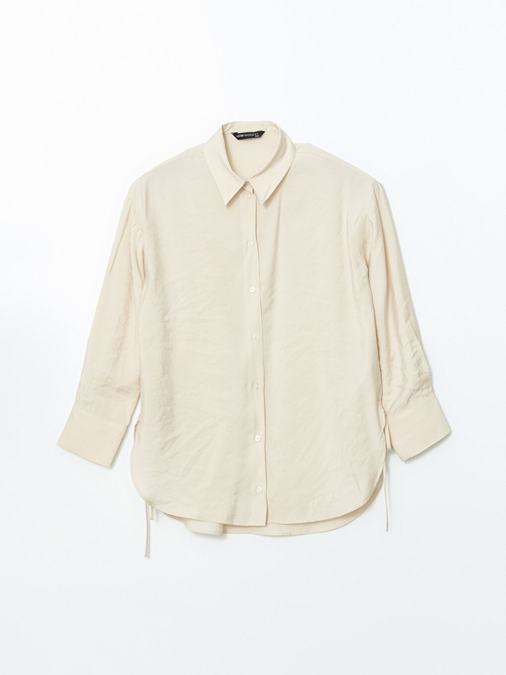 Bej Oversize Kadın Gömlek Tunik-4