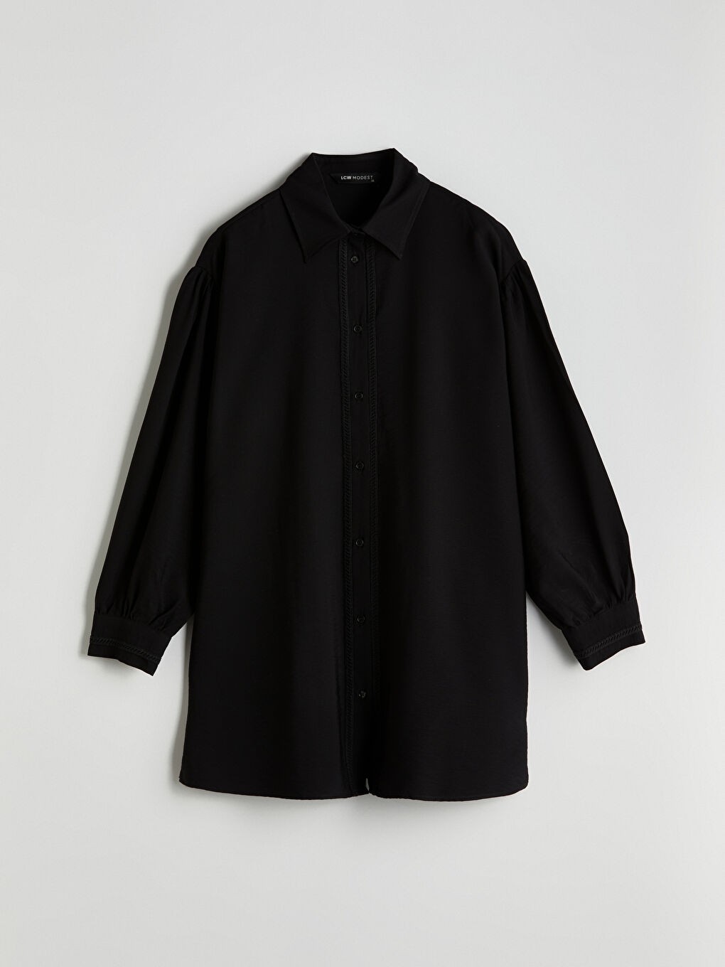 LCW Modest Siyah Oversize Kadın Gömlek Tunik - 4