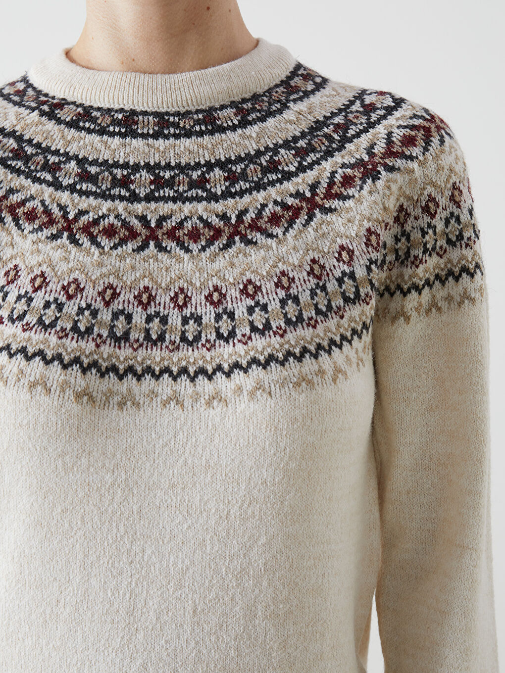 Crew Neck Patterned Women's Knitwear Sweater -S5LP03Z8-MXN