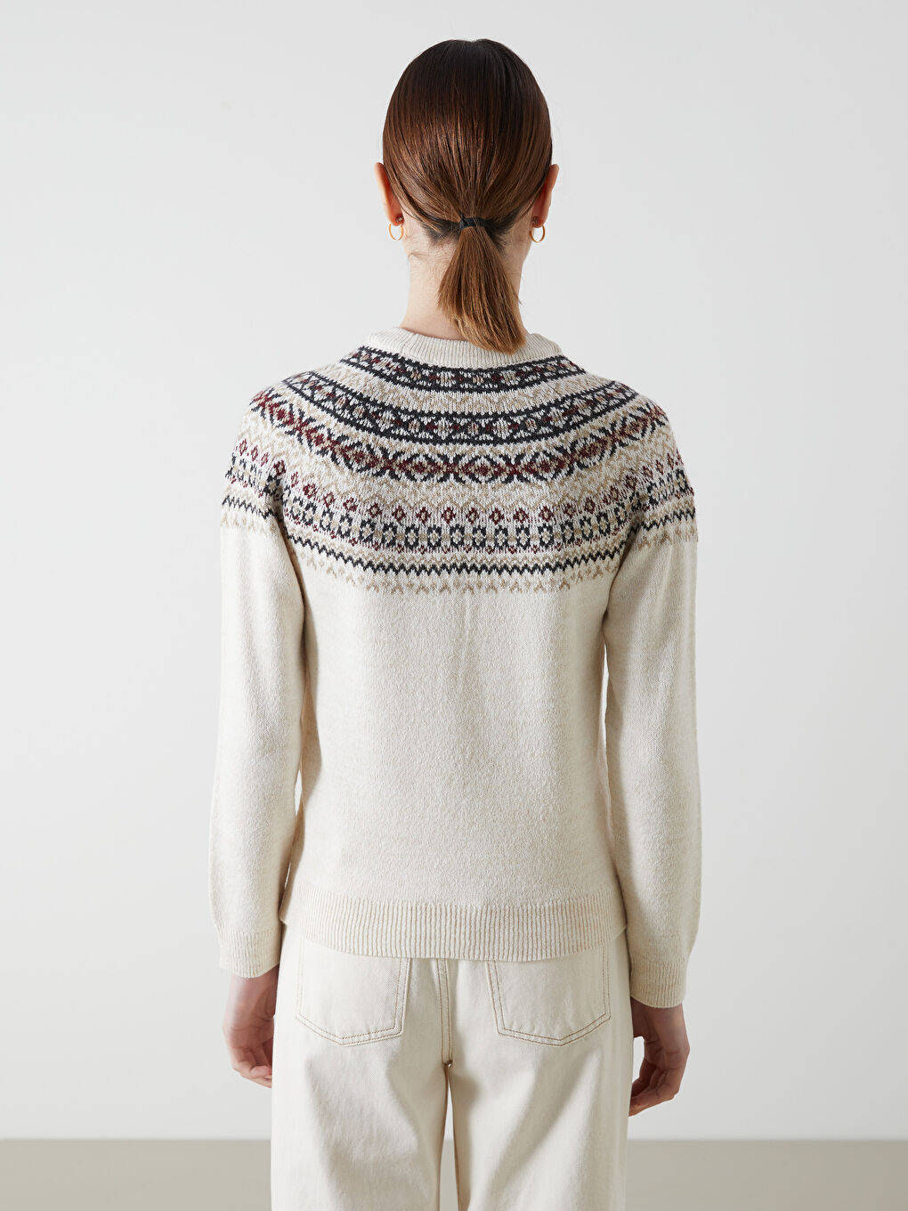 Crew Neck Patterned Women's Knitwear Sweater -S5LP03Z8-MXN