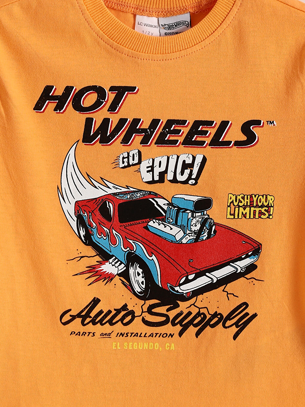 Crew Neck Hot Wheels Printed Boys' T-Shirt-3