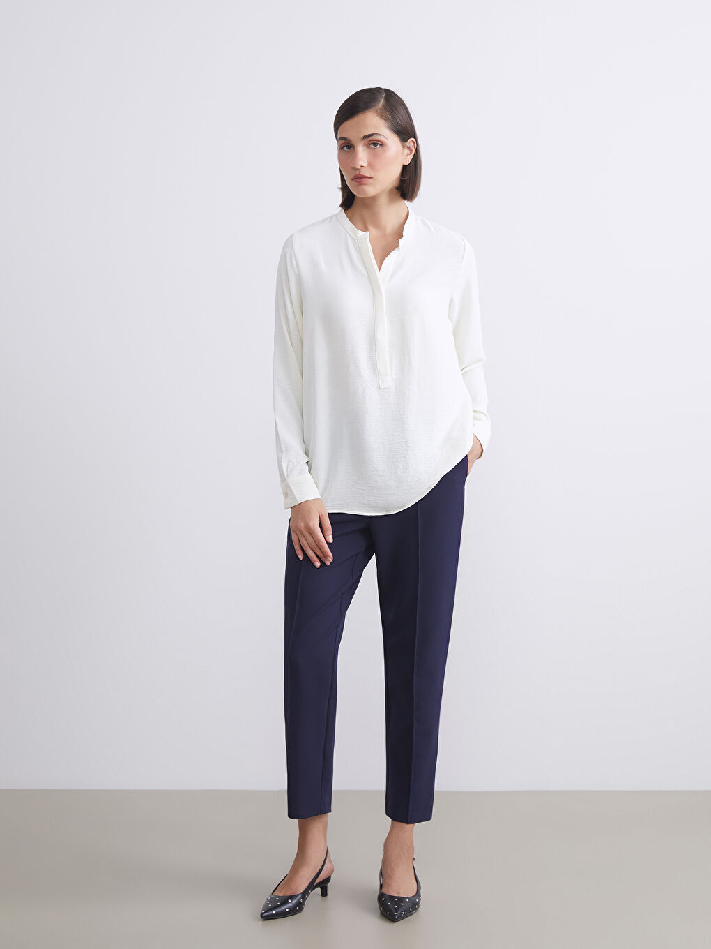 Notch Neck Blouse-1