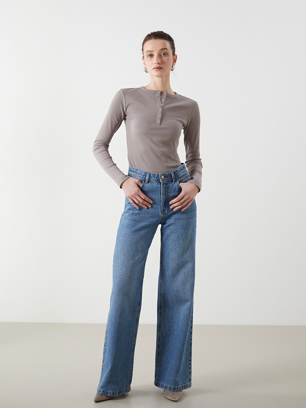 Crew Neck Textured Women's Body -S5LP49Z8-GY7