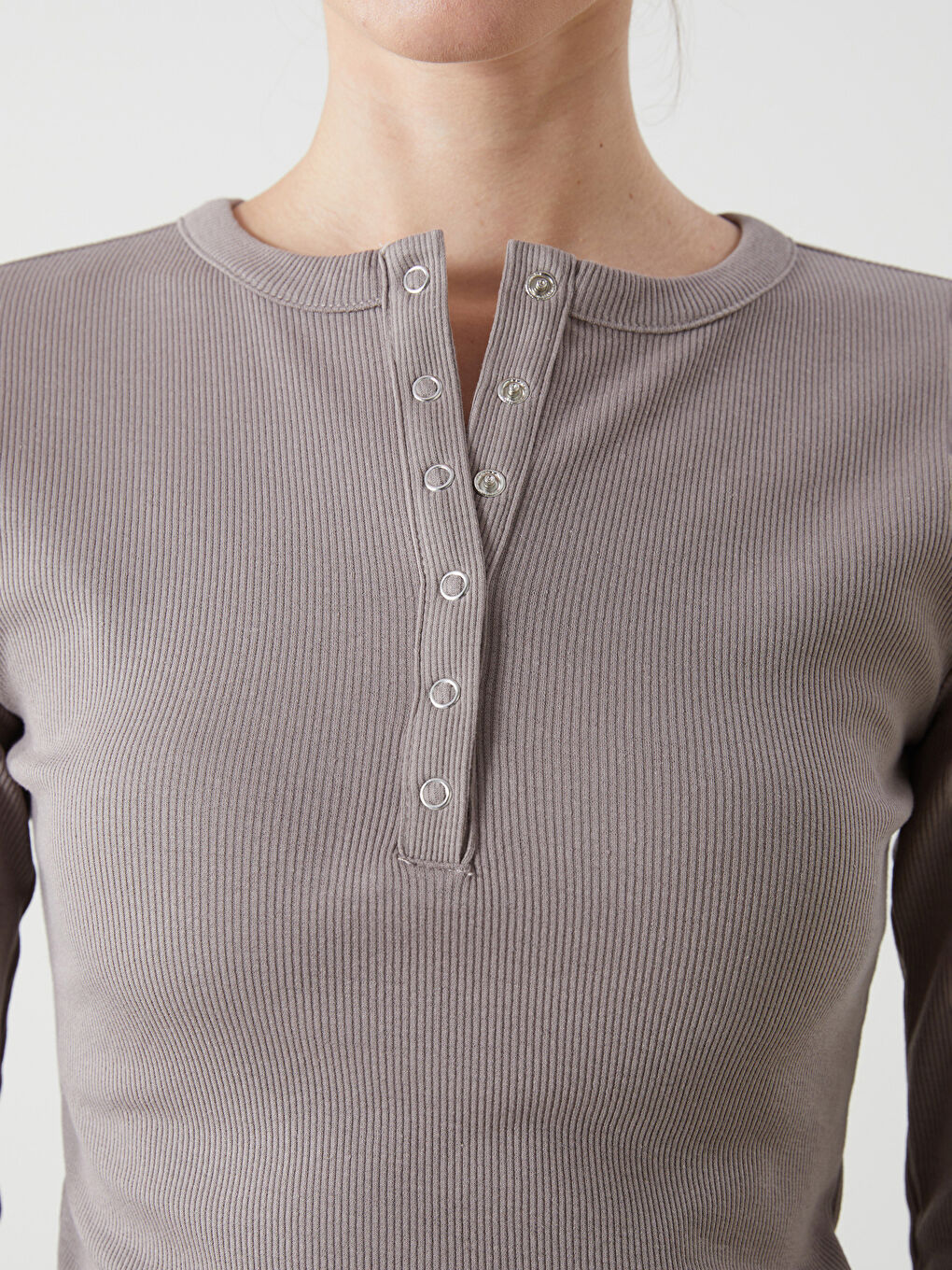 Crew Neck Textured Women's Body -S5LP49Z8-GY7