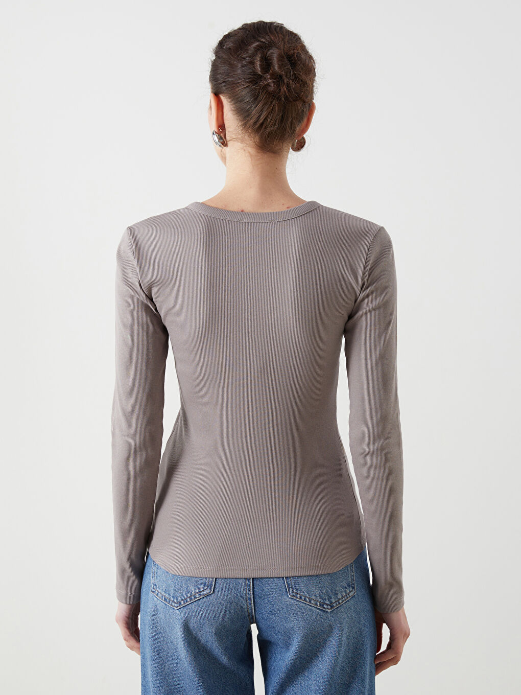 Crew Neck Textured Women's Body -S5LP49Z8-GY7