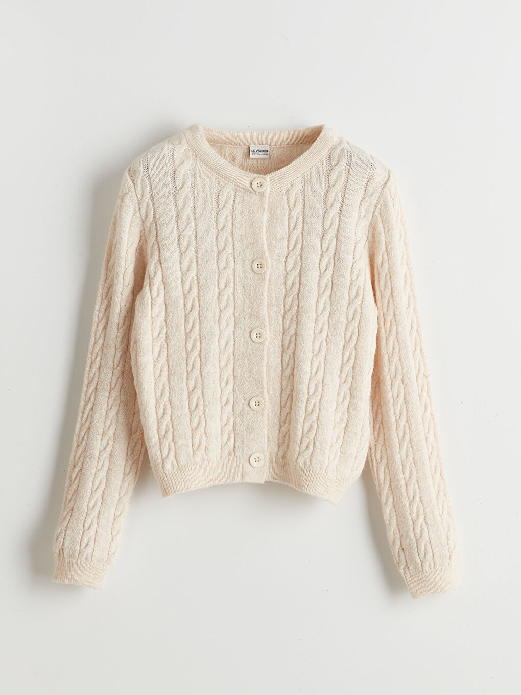 Crew Neck Girls Knitted Cardigan -S5LP65Z4-FES