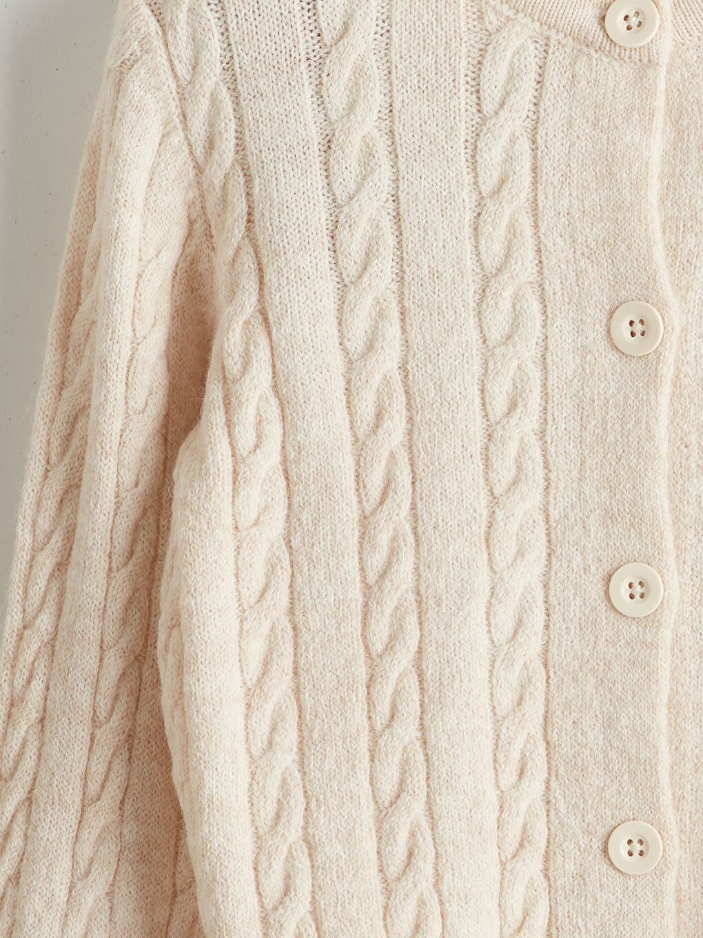 Crew Neck Girls Knitted Cardigan -S5LP65Z4-FES