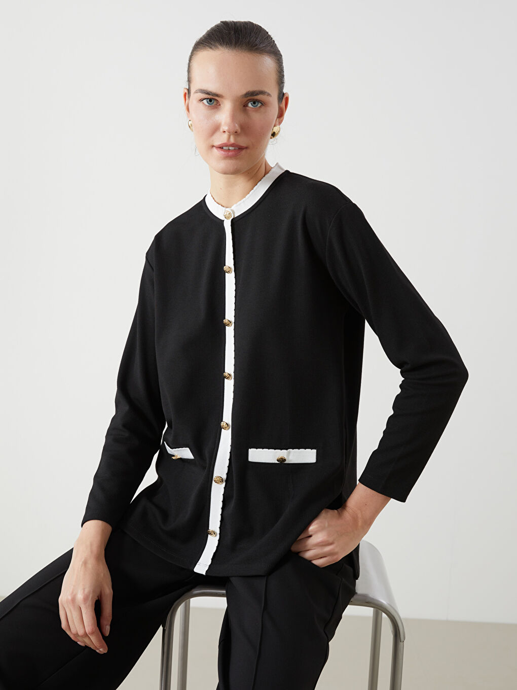 Siyah Bisiklet Yaka Kadın Tunik