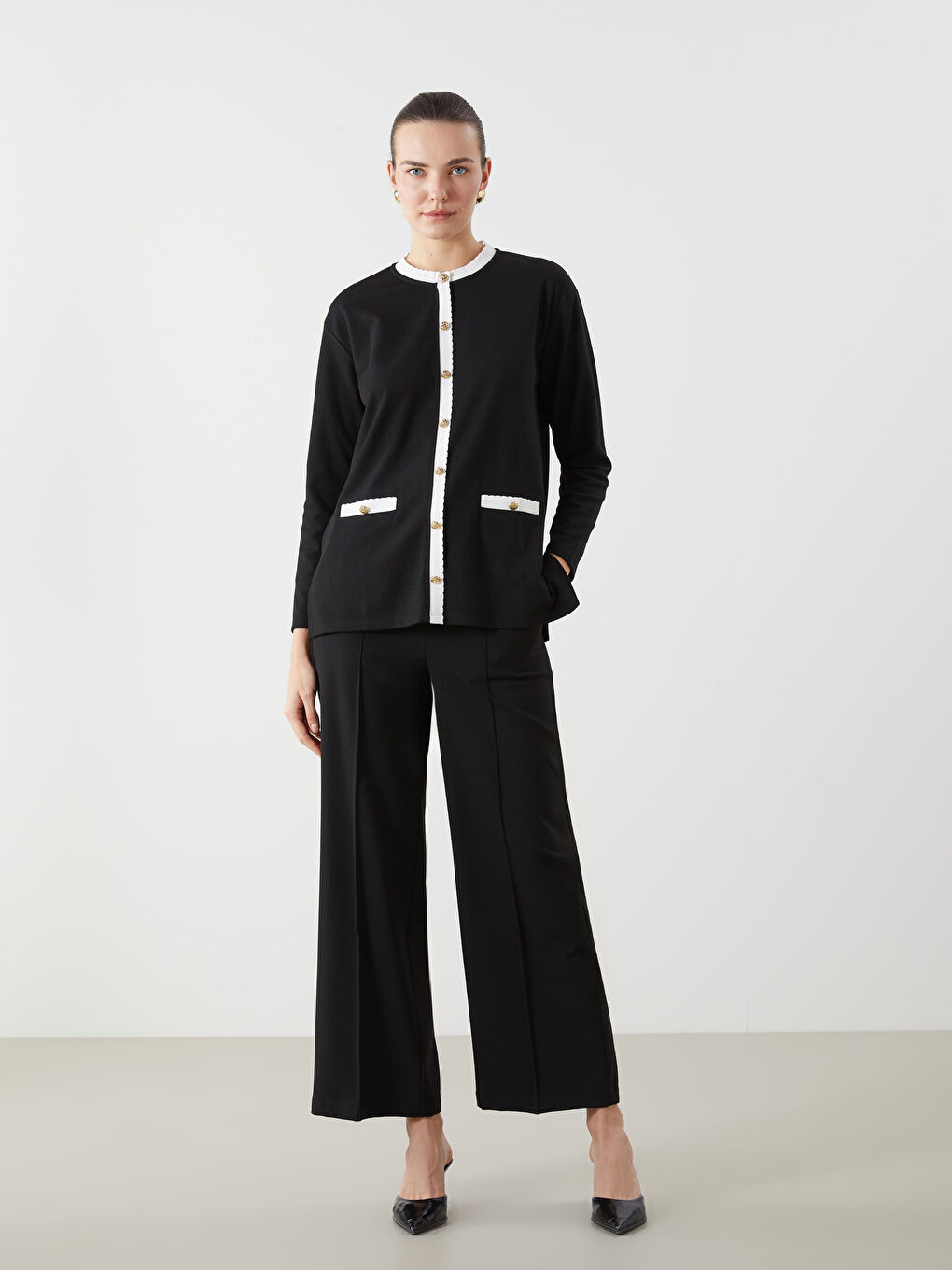 Siyah Bisiklet Yaka Kadın Tunik-1