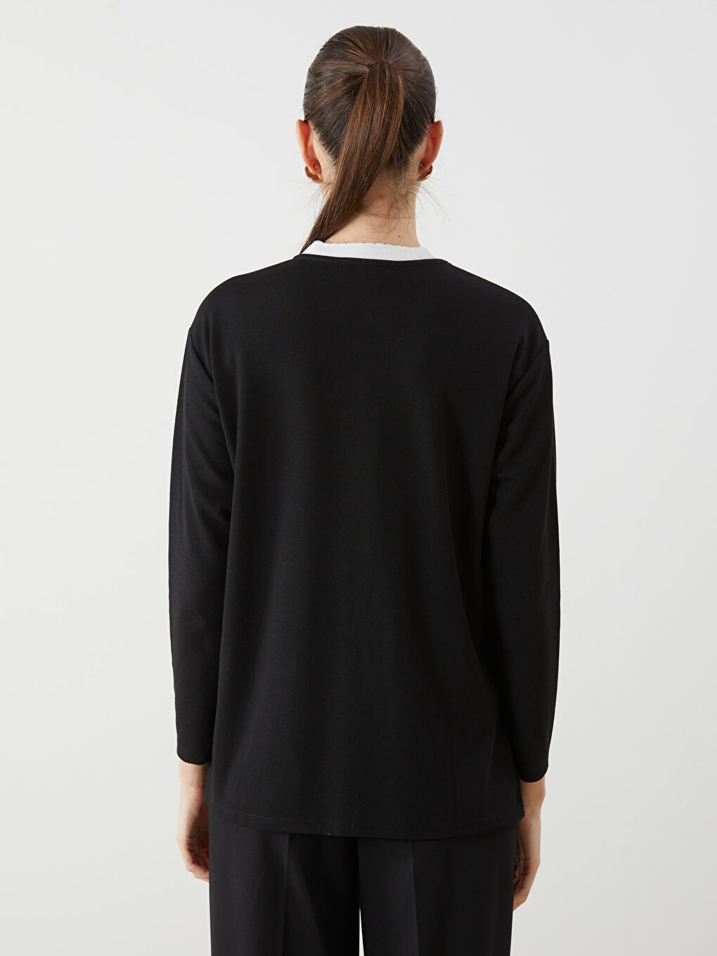 Siyah Bisiklet Yaka Kadın Tunik-3