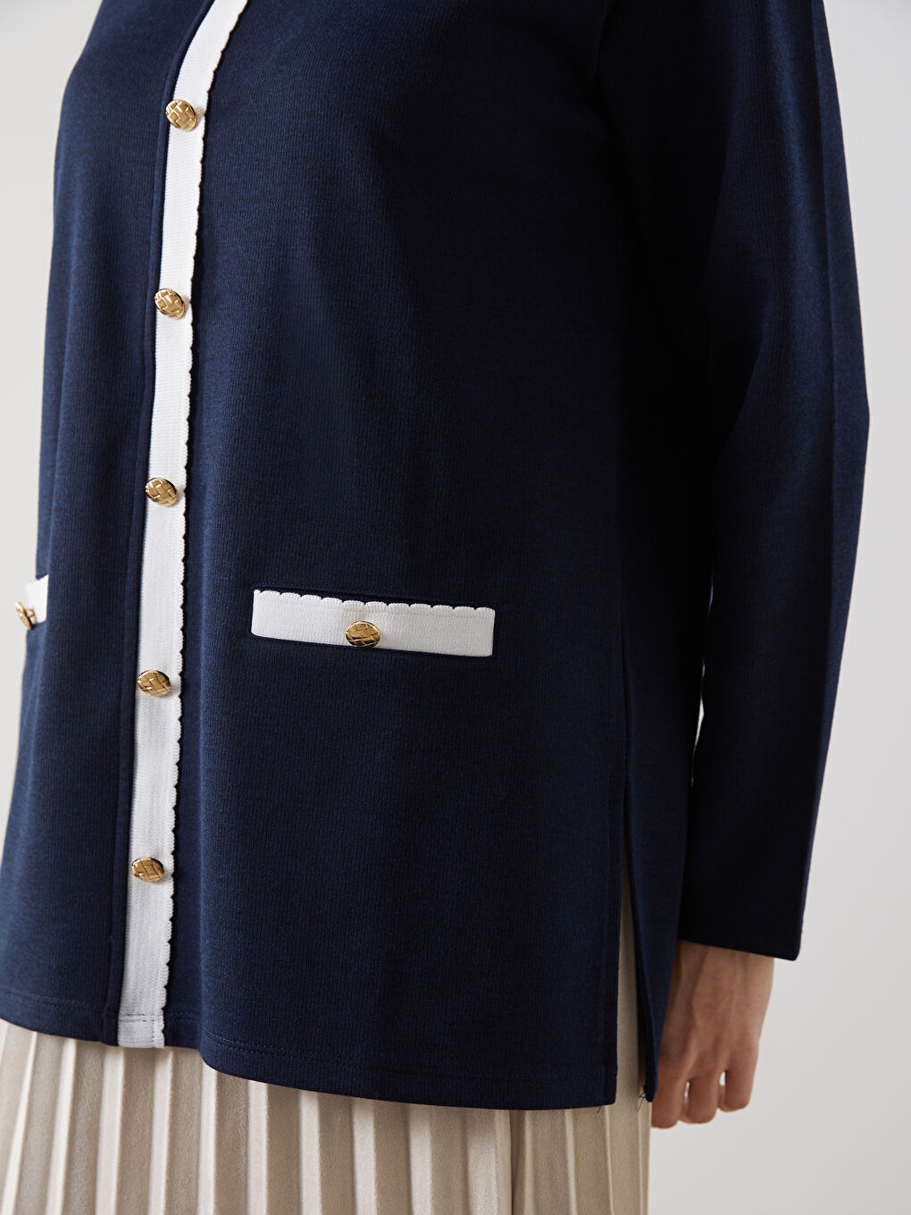 Lacivert Bisiklet Yaka Kadın Tunik-2