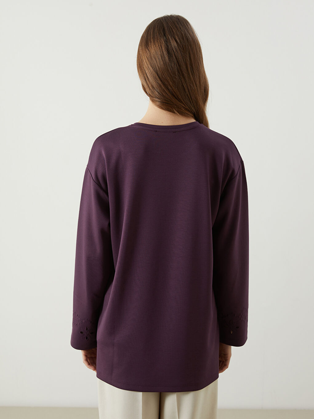 Mürdüm Bisiklet Yaka Nakışlı Kadın Tunik-3