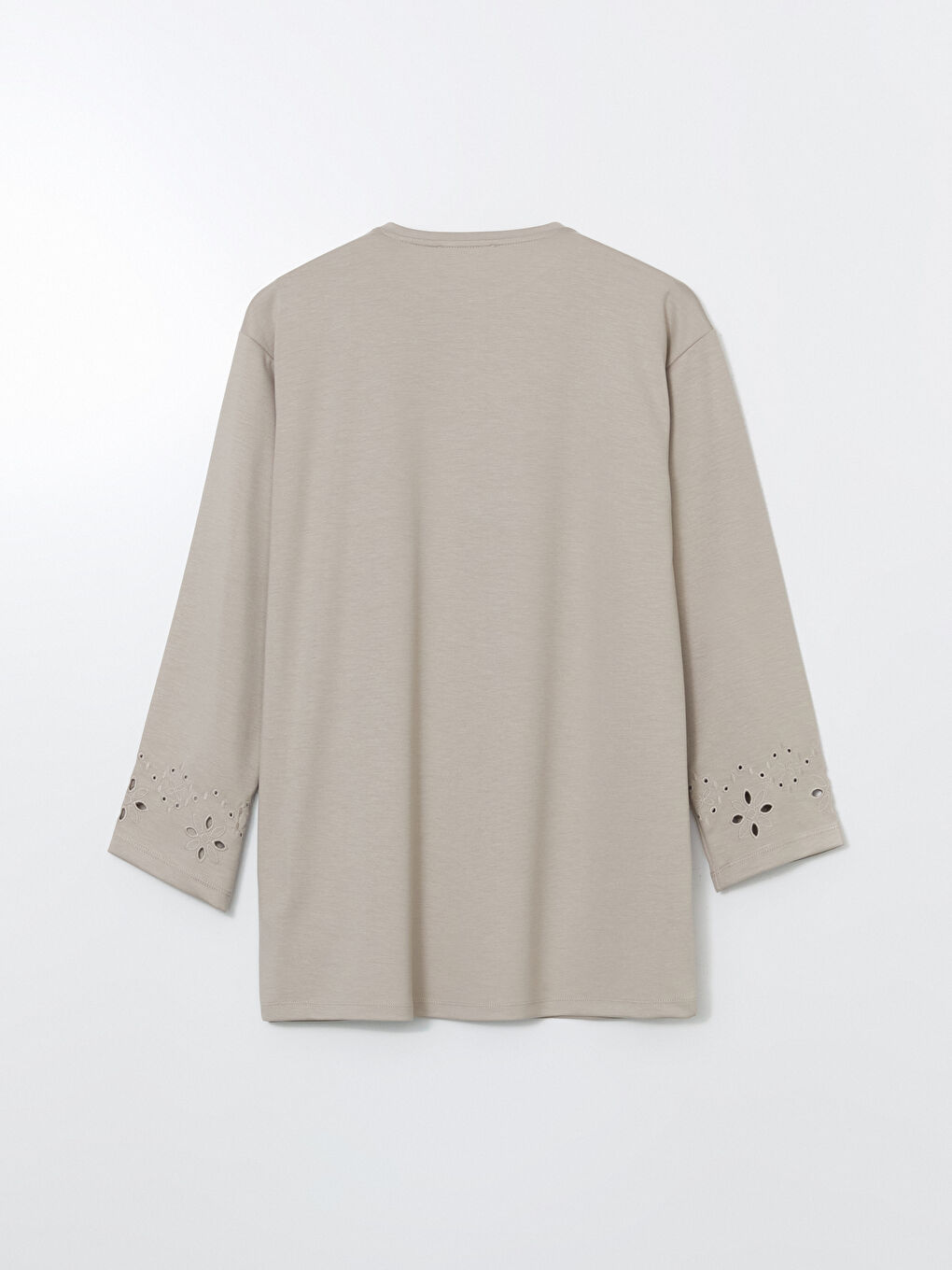 Gri Bisiklet Yaka Nakışlı Kadın Tunik-5