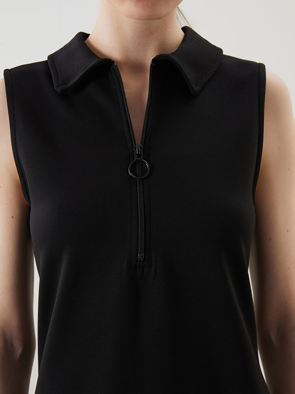 Siyah Polo Yaka A Kesim Elbise-2