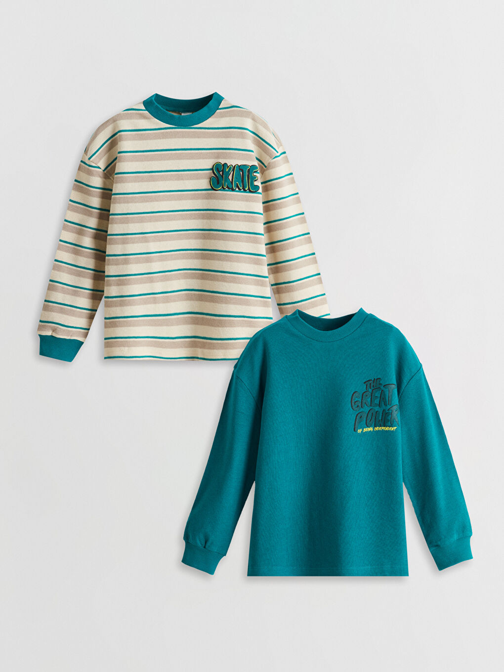 Crew Neck Printed Boy's T-Shirt 2-Pack -S5LP93Z1-LQB