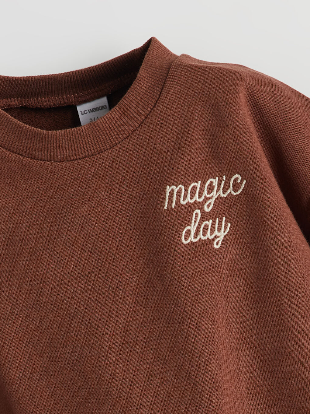 Kahverengi Bisiklet Yaka Kurdele Detaylı Kız Çocuk Sweatshirt-2