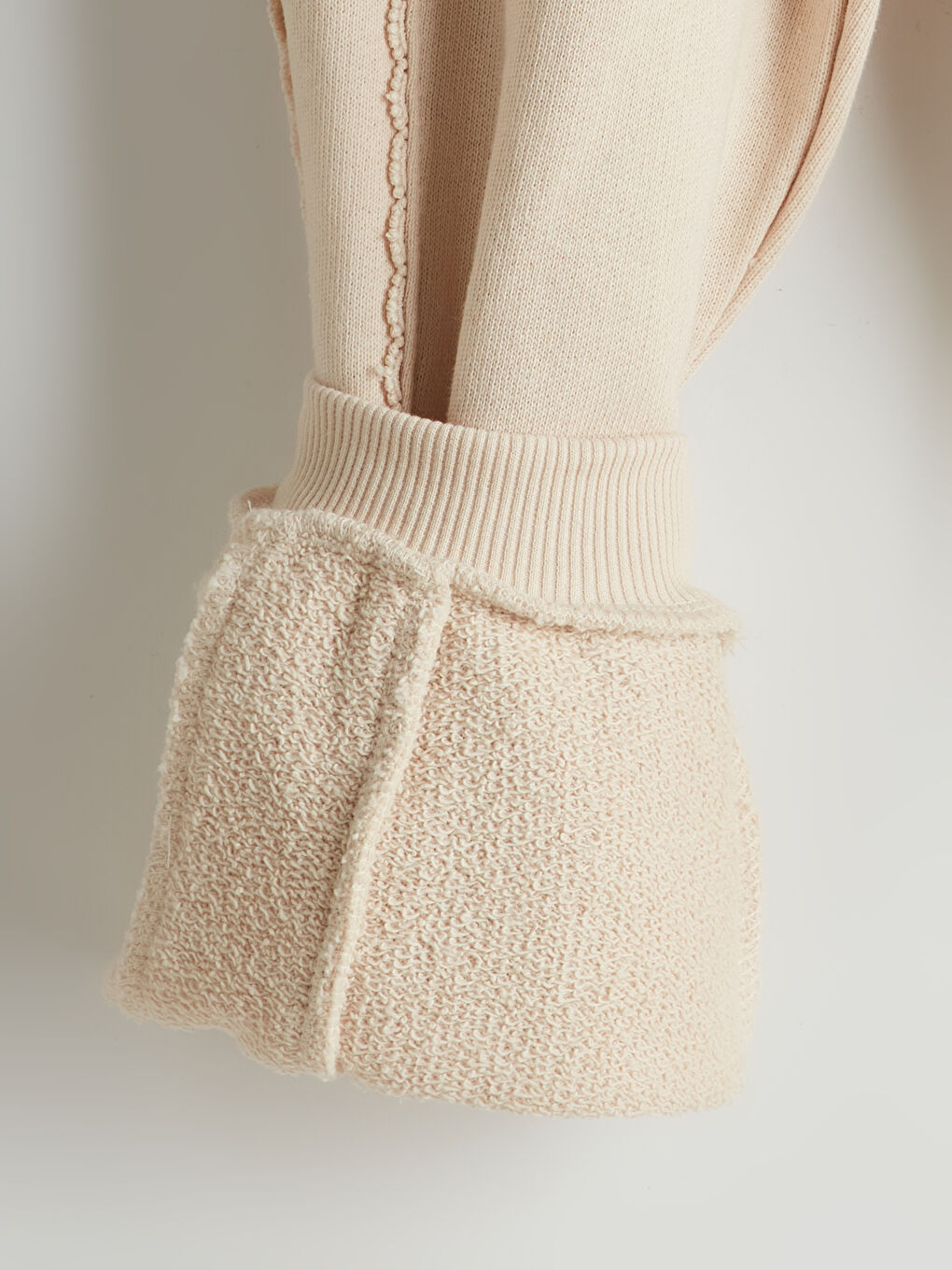 Bej Beli Lastikli Kız Çocuk Jogger Eşofman Alt-1