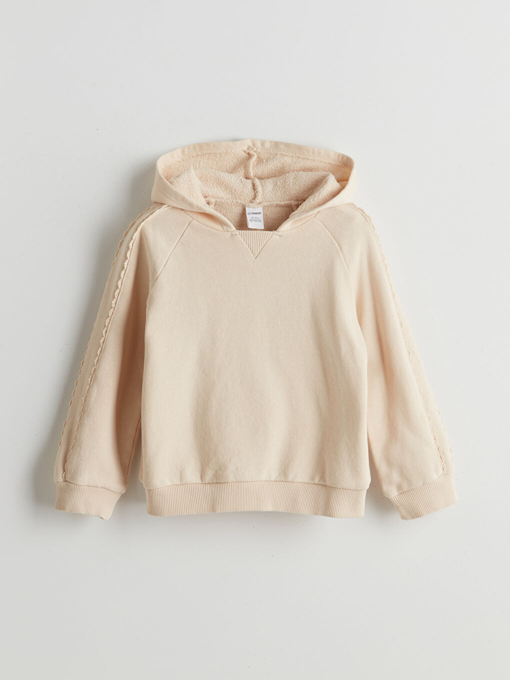 Bej Kapüşonlu Basic Kız Çocuk Sweatshirt