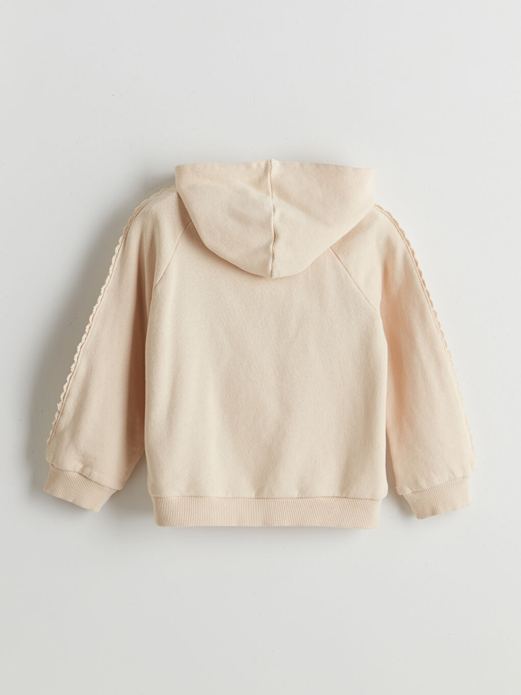 Bej Kapüşonlu Basic Kız Çocuk Sweatshirt-1