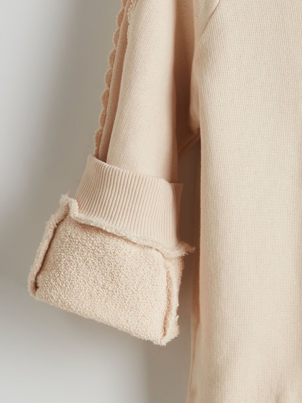 Bej Kapüşonlu Basic Kız Çocuk Sweatshirt-2